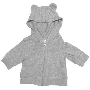 Hanna Andersson French Terry Bear Hoodie Size 0-3 Months Gray Organic Cotton